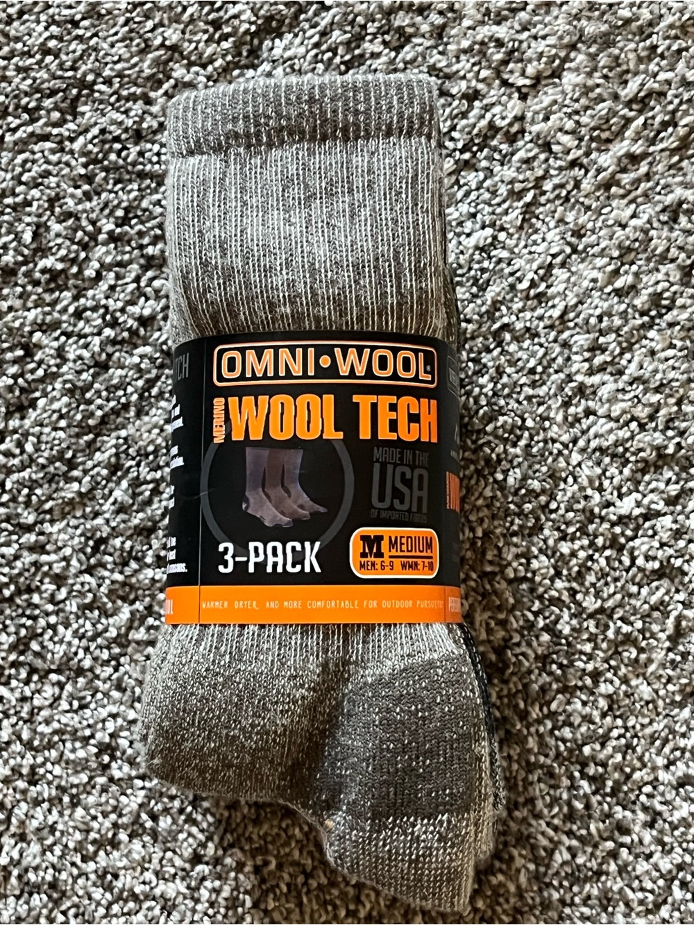 Omni Wool Tech Unisex Mid-Weight Hikers Merino Wool Socks (3-Pack)
